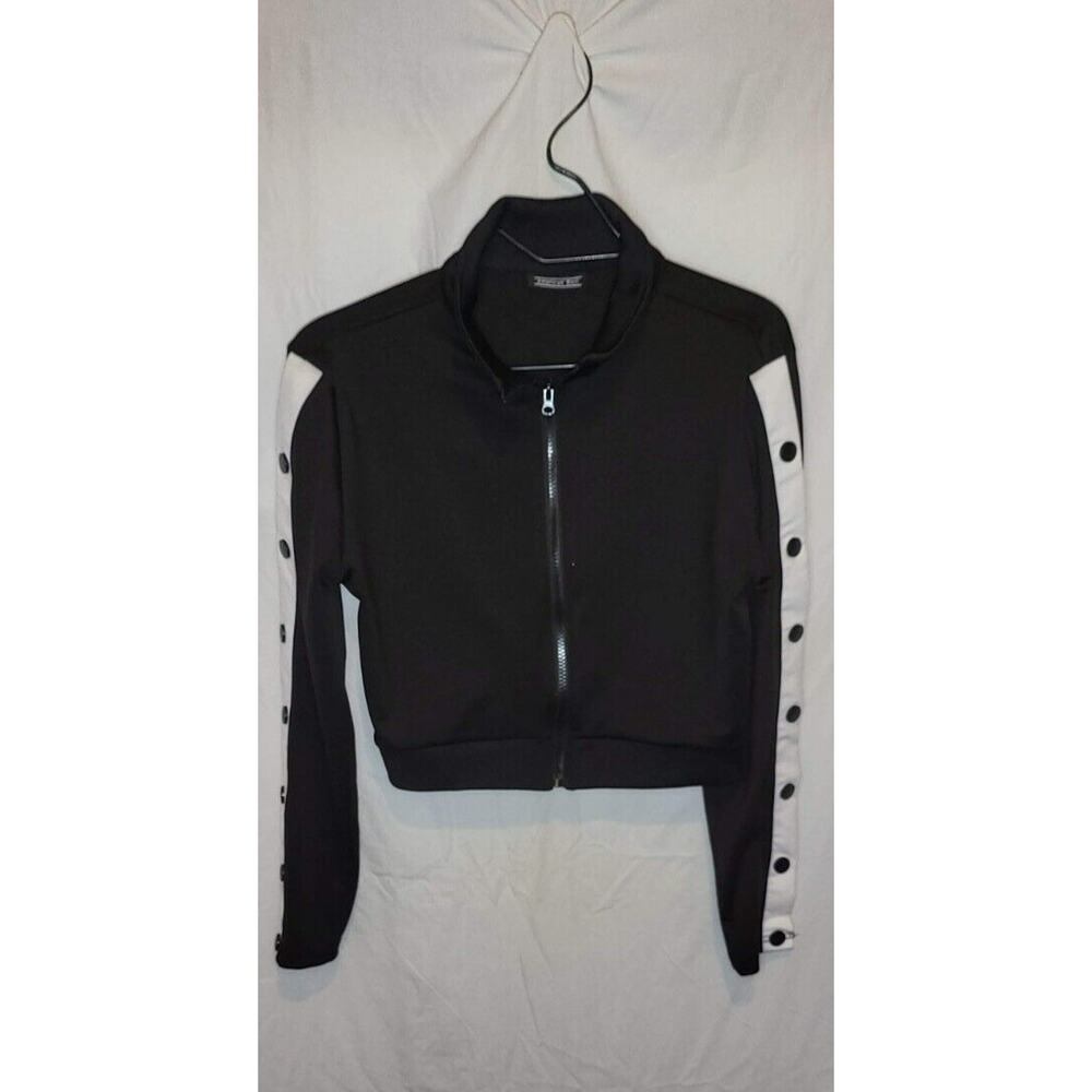American Brazi Black Varsity Sport Zip Crop Jacket Women’s Size Small